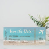 Faire-part Billet Aqua Beach Boarding Pass Enregistrer la car (Debout devant)