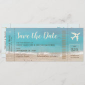 Faire-part Billet Aqua Beach Boarding Pass Enregistrer la car (Devant / Derrière)