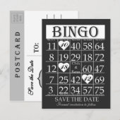 Faire-part Bingo Enregistrer la date Carte postale noire et b (Devant / Derrière)