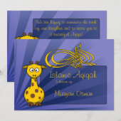 Faire-part Bismillah Giraffe Aqiqa Islam Baby salutation (Devant / Derrière)