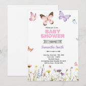 Faire-part Bisous de Papillon et Vœux de Bébé (Devant / Derrière)