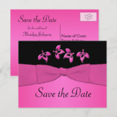 Faire-part Black and Pink Enregistrer la carte postale Date (Devant / Derrière)