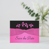 Faire-part Black and Pink Enregistrer la carte postale Date (Debout devant)