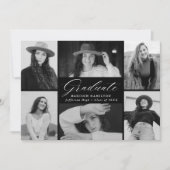 Faire-part Black and White 12 Photo Collage Graduation (Devant)