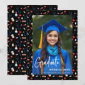 Faire-part Black Elegant Nurse Script Photo Graduation  (Devant / Derrière)