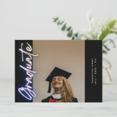 Faire-part Black Elegant Ombre Neon Grad Photo (Debout devant)