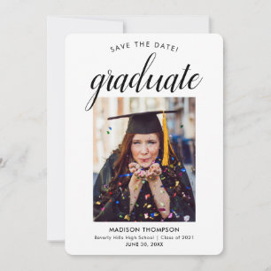 Faire-part Black Enregistrer la date Calligraphie Graduation 