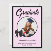 Faire-part Black Gingham Bow Photo Graduation (Devant)