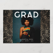 Faire-part Black Gold Elegant Foil Botanics Grad Photo (Devant)