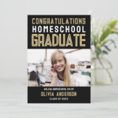 Faire-part Black Gold Photo Homeschool Graduation (Debout devant)