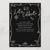 Faire-part Black Hand Drawn Doodles Graduation Photo Cream (Dos)