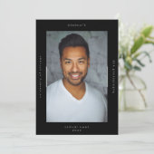 Faire-part Black Minimalisme Portrait Université de photo (Debout devant)