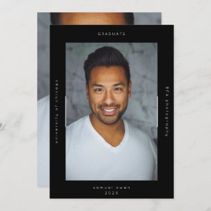 Faire-part Black Minimalisme Portrait Université de photo