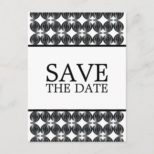 Faire-part Black Modern Deco Enregistrer la carte postale Dat (Devant)