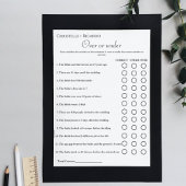 Faire-part Black Over ou sous la douche nuptiale jeu