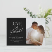 Faire-part Black Script Love Photo Mariage Changer la date (Debout devant)