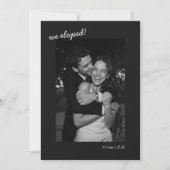 Faire-part Black Script Photo We Eloped Minimalist Modern (Devant)
