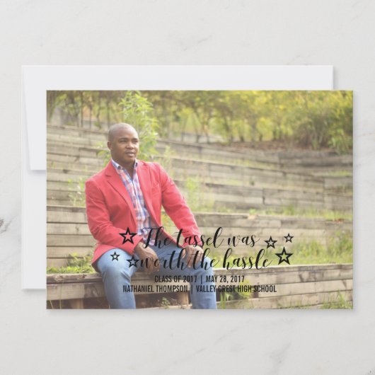 Faire-part Black Tassel Worth Hassle Photo Graduation (Devant)