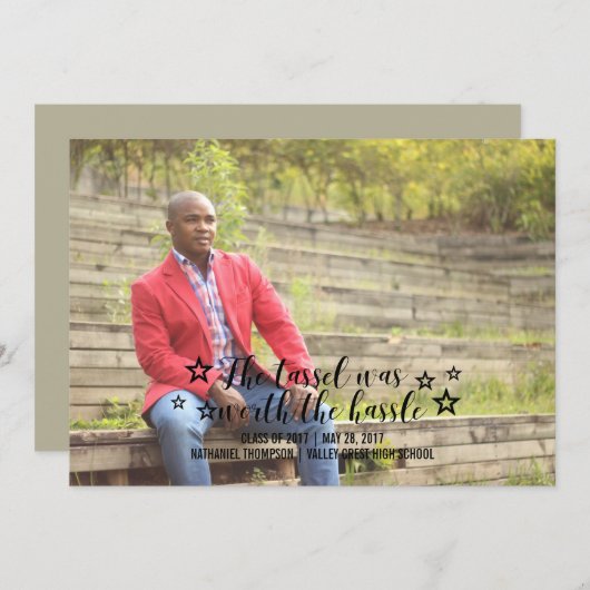 Faire-part Black Tassel Worth Hassle Photo Graduation (Devant / Derrière)