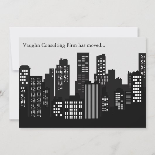 Faire-part Black White Building Skyline Business Moving (Devant)