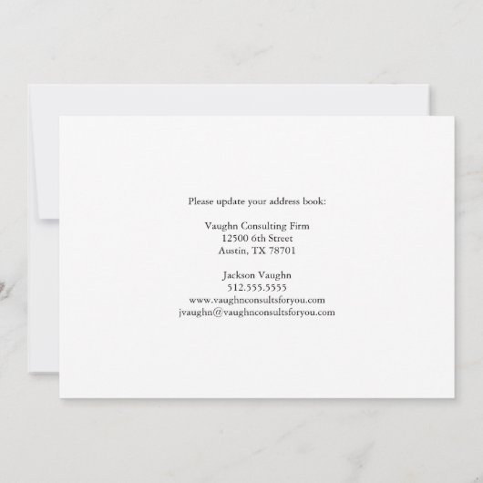 Faire-part Black White Building Skyline Business Moving (Dos)