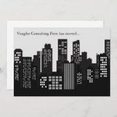 Faire-part Black White Building Skyline Business Moving (Devant / Derrière)