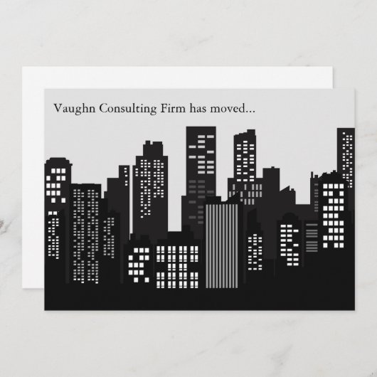 Faire-part Black White Building Skyline Business Moving (Devant / Derrière)