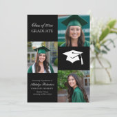 Faire-part Black White College University Photo Graduation (Debout devant)