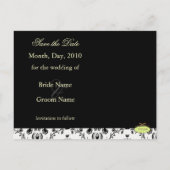 Faire-part Black + white Damask Save Date Carte postale photo (Dos)