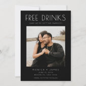 Faire-part Black White Funny Photo Wedding Enregistrer la dat (Devant)