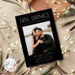 Faire-part Black White Funny Photo Wedding Enregistrer la dat<br><div class="desc">Envoyez une drôle de photo enregistrer la carte de date qui fera sourire vos invités. Choisissez une photo étonnante de vous et de votre partenaire et faites savoir à vos invités de marquer leur calendrier pour la fête de l'année! Notre design "Boissons gratuites (et nous nous marions)", sauf les dates...</div>