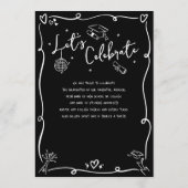 Faire-part Black White Hand Drawn Doodles Graduation Photo (Dos)