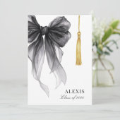 Faire-part Blak Bow Coquette Photo Graduation Cap Tassel (Debout devant)