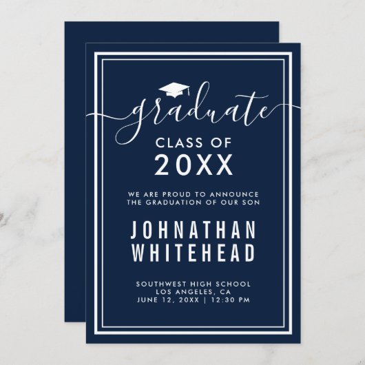 Faire-part blanc de la Marine (Devant / Derrière)