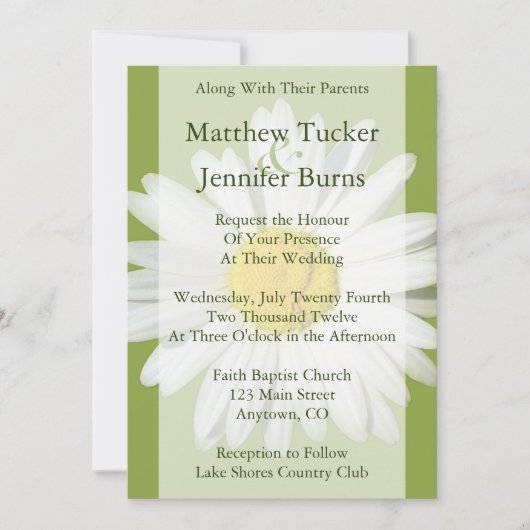 Faire-part blanc de marguerite (Devant)