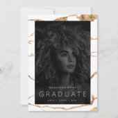 Faire-part Blanc Moderne Or Foil Marble Université Grad (Devant)