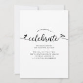 Faire-part Blancs Noirs Graduation 4 Coeurs de calligraphie p (Dos)