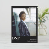 Faire-part Blancs noirs minimaux Photo DNP Graduation (Debout devant)