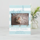 Faire-part Blessé Blue Photo Script Personnaliser la naissanc (Debout devant)