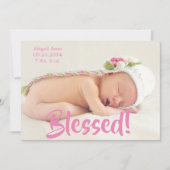 Faire-part Blessé Pink Photo Script Personnalisé Fille Naissa (Devant)