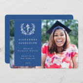 Faire-part Bleu+Blanc Docteur en Médecine ostéopathique Photo (Devant / Derrière)