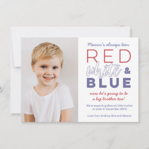 Faire-part Bleu Blanc Rouge Promu À Gros Frères Grossesse