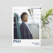 Faire-part Bleu Bleu Bleu Minimal Doctorat (Debout devant)