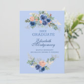 Faire-part Bleu bleu bleu rose rose Boho de la Marine (Debout devant)