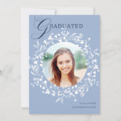 Faire-part Bleu Bleu Fleur sauvage Wreath Graduation (Devant)