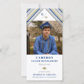 Faire-part Bleu Diagonal de la Marine moderne Stripes Photo G (Devant)