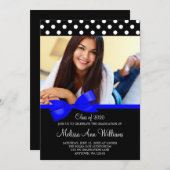 Faire-part bleu d'obtention du diplôme de photo de (Devant / Derrière)