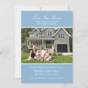 Faire-part Bleu Élégant Notre Nouvelle Photo Maison Déménager