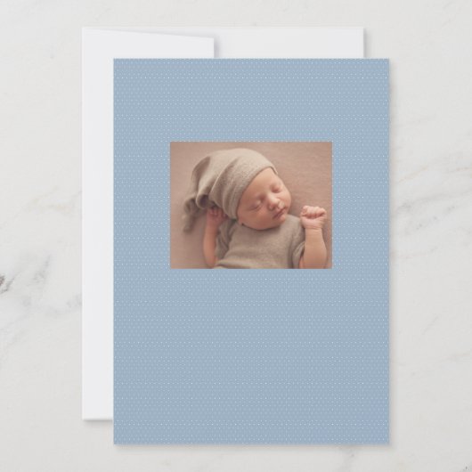 Faire-part Bleu en vichy classique simple deux photos (Dos)