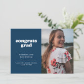 Faire-part Bleu et blanc Congrats Grad Two Diplôme Photo (Debout devant)